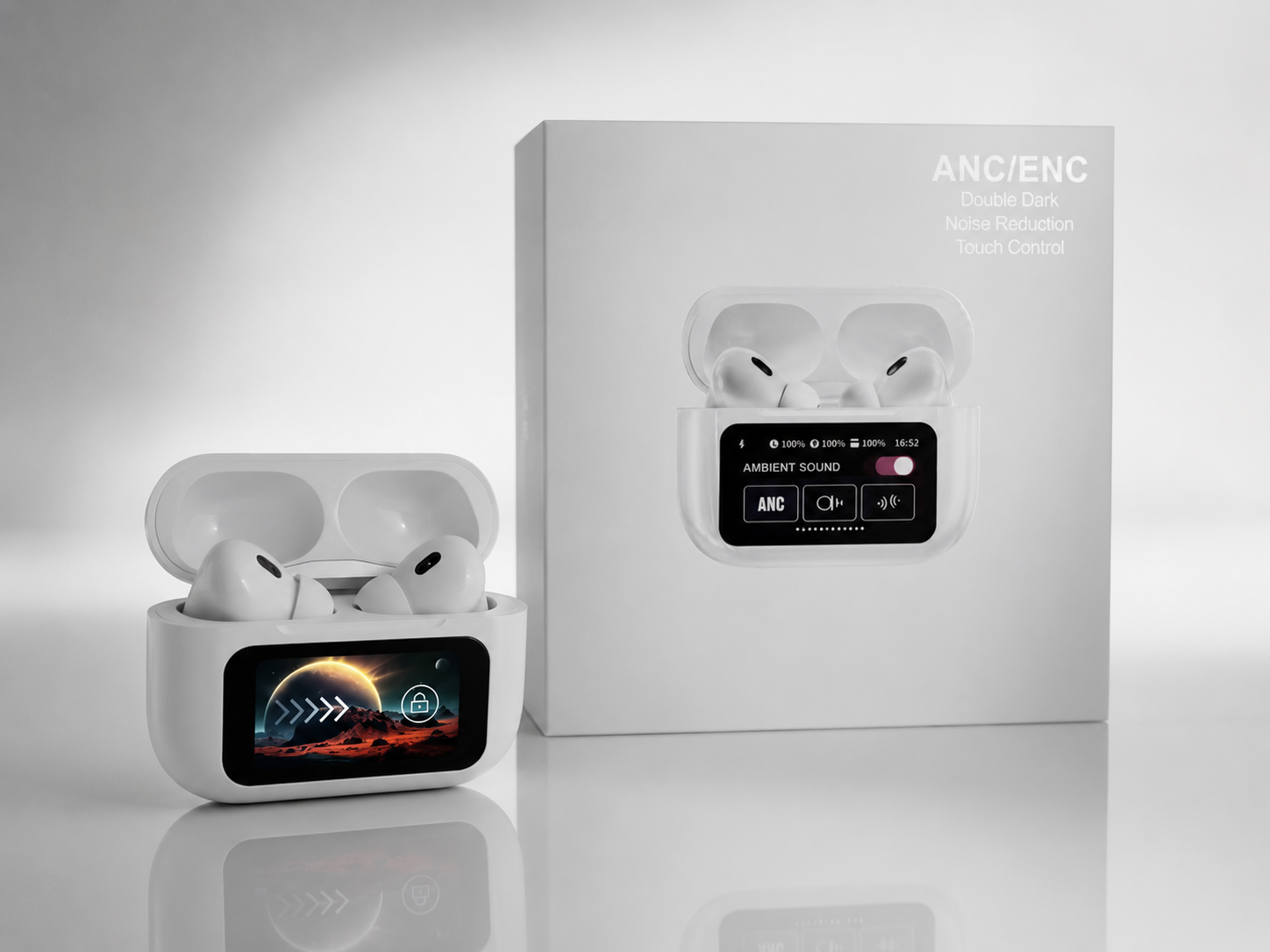 AUROX Smart Display Wireless Earbuds with ANC & ENC