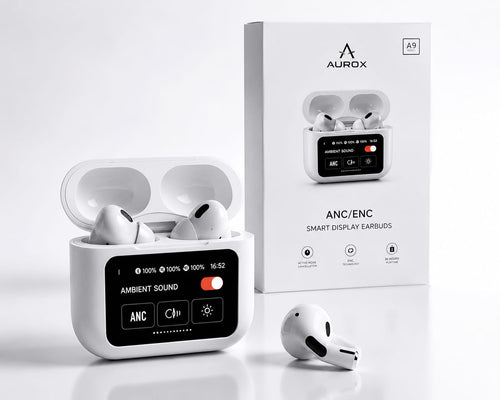 AUROX Smart Display Wireless Earbuds with ANC & ENC